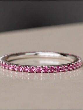 ** 3 For $30 💦Waterproof 💦 **  Pink CZ Eternity Band  Minimalist Jewelry
